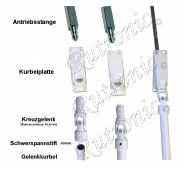 Preview: Storenkurbel Alu-Alu komplett mit PVC Platte